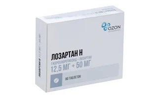 Лозартан Н 12,5 мг+50 мг 90 шт таблетки покрытые пленочной оболочкой