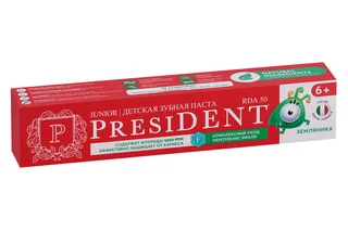 Зубная паста President Земляника 50 RDA детская (с 6 лет), 70 г