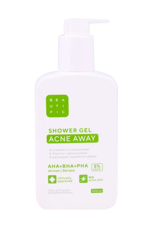 Гель для душа Beautific Acne Away с кислотами для проблемной кожи 300 мл