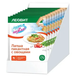 Лапша пикантная с овощами Худеем за неделю 12 шт по 40 гр Леовит