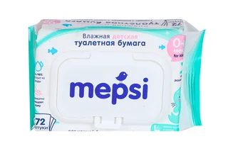 Туалетная бумага Mepsi влажная для детей, 72 шт