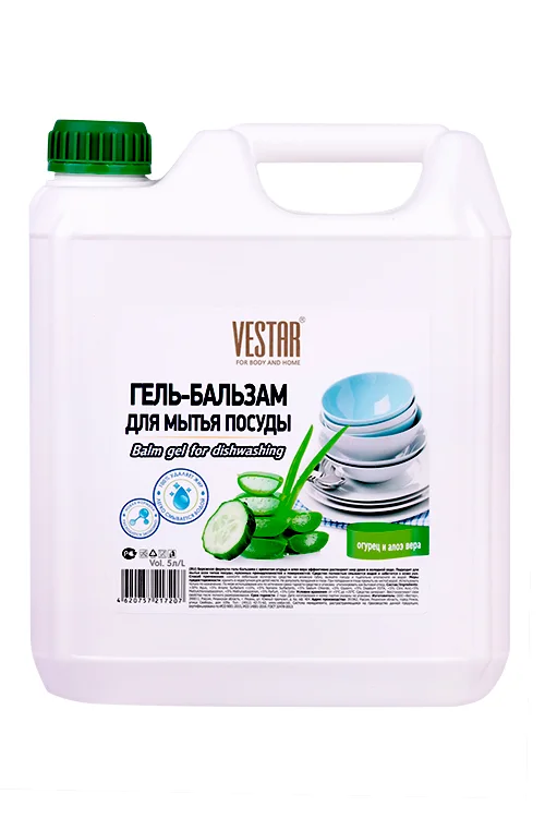 Гель-бальзам Vestar огурец / алоэ для мытья посуды 5 л