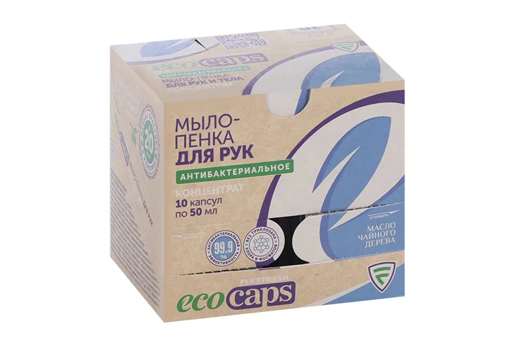 Мыло-пенка Flexfresh EcoCaps антибакт для рук концентрат масло чайного дерева 50 мл 10 шт