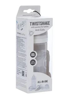 Бутылочка Twistshake антиколиковая для кормления с контейнером белая 260 мл
