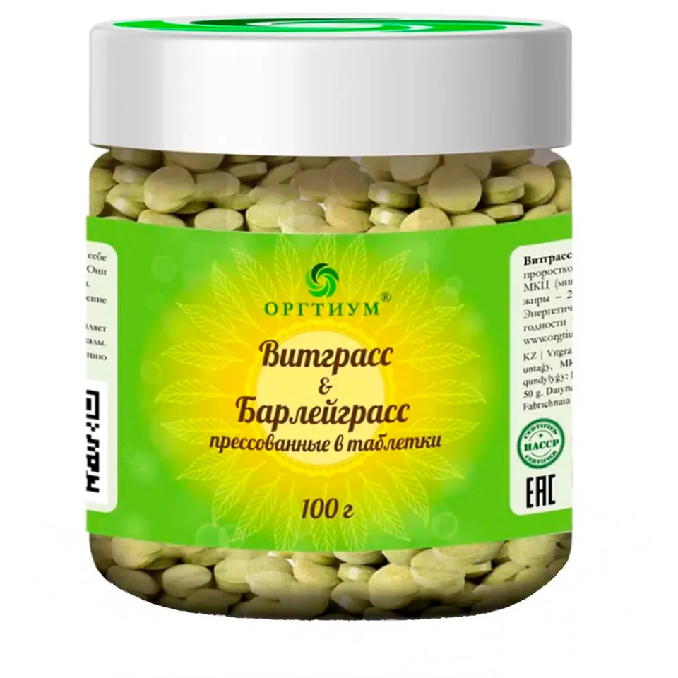Пищевая продукция Витграсс & Барлейграсс прессованные в таблетки, 100 г, Оргтиум