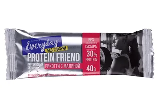Батончик Everyday Protein Friend Рикотти с малиной высокобелк неглазир 40 гр (ЭД2702)