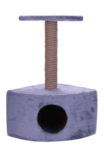 Домик-когтеточка Зоомарк угловой с полкой мех 35×35×55 см