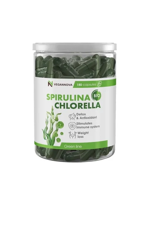 VeganNova "Спирулина и Хлорелла", капсулы, для иммунитета и детоксикации, 180 шт