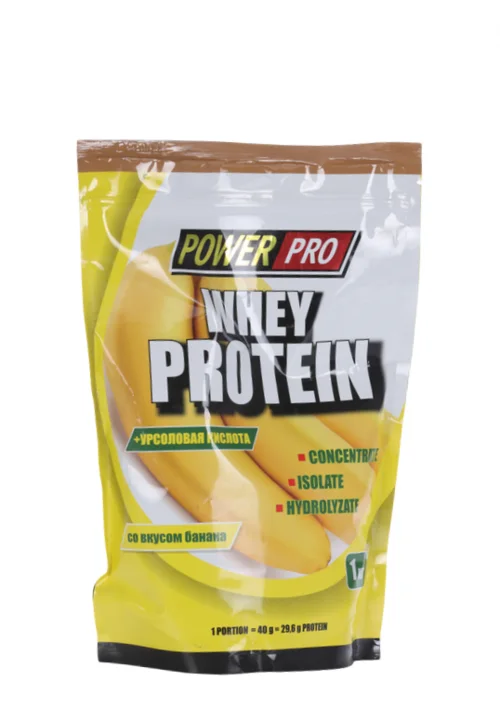 Протеин Power PRO сывороточный с изолятом Whey Protein со вкусом банана 1 кг