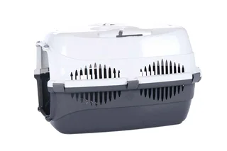 Переноска ZooKing Спутник-ZooM для животных до 12 кг с метал дверцей 49×32×33 см серый белый