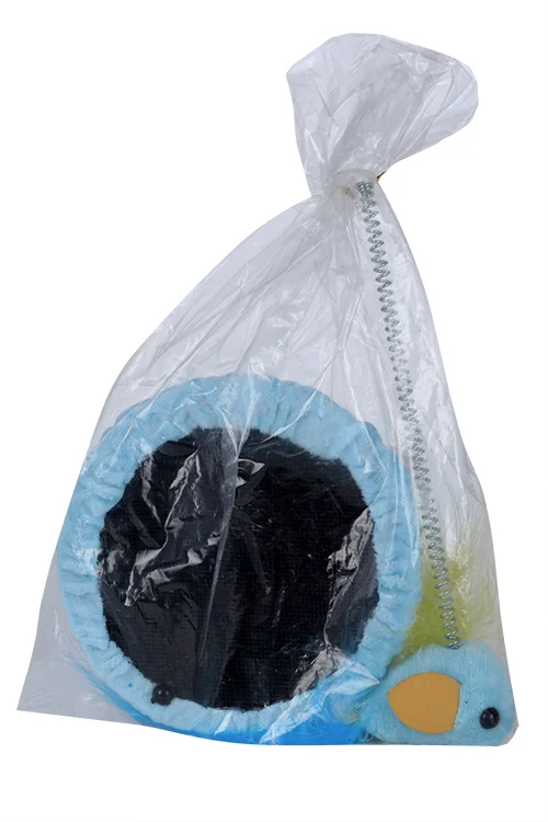 Игрушка Чистый котик для кошек птичка на пружине 25×7,5 см синий
