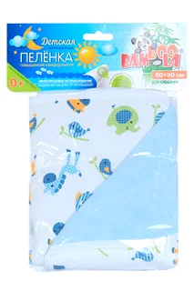 Пеленка Бамбула непромок для кроватки слоны / бублики синий 60×90 см