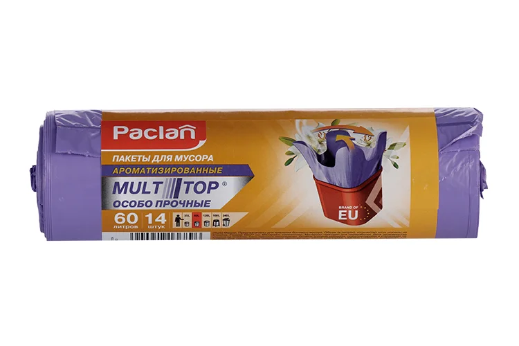 Мешки Paclan Multitop Aroma для мусора ароматизированные в рулоне синий 60 л 14 шт