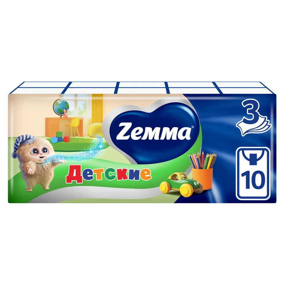 Земма платки носовые детские трехсл. неаром. №10×10