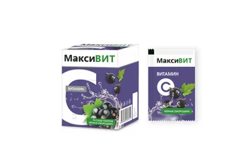 Аскорбиновая кислота Витамин С Максивит 16 гр 10 шт порошок со вкусом черной смородины