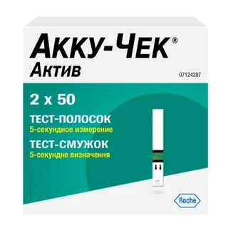 Акку-Чек тест-полоски для глюкометра Актив 100 шт