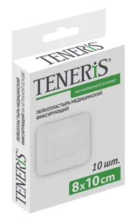Повязка пластырн Тенерис мед фиксир на нетканой основе 8×10 см, 10 шт