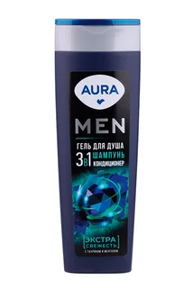 Гель для душа Aura Men 3в1 Экстра свежесть 380 мл