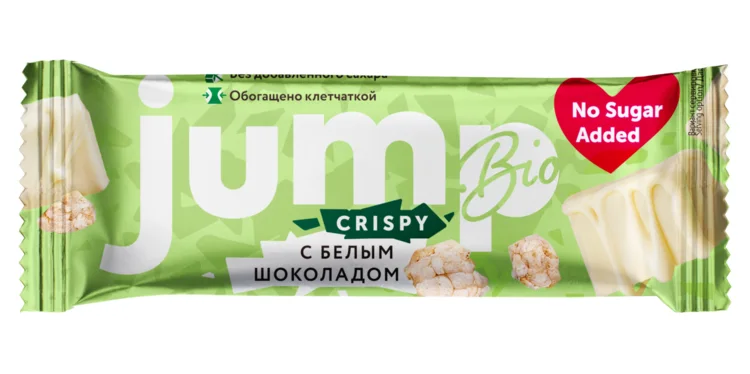 Батончик Crispy JumpBio белый шоколад / воздуш рис, 40 г