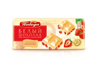 Шоколад белый с клубникой, 100 г
