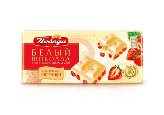 Шоколад белый с клубникой, 100 г