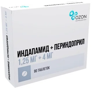 Индапамид+Периндоприл 1,25 мг+4 мг 90 шт таблетки