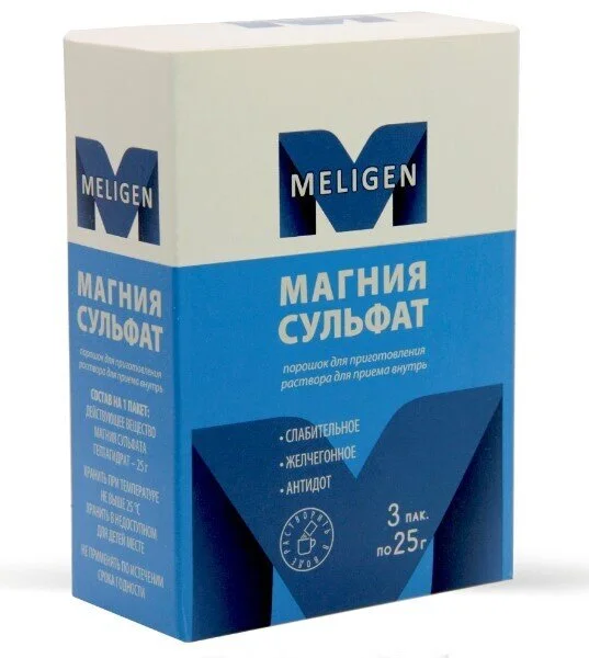 Магния сульфат пор. для раствора для приема внутрь 25г 3 шт