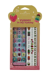Набор детский накладные ногти с переводными татуировками Miamitats Yummy in my tummy (0704)