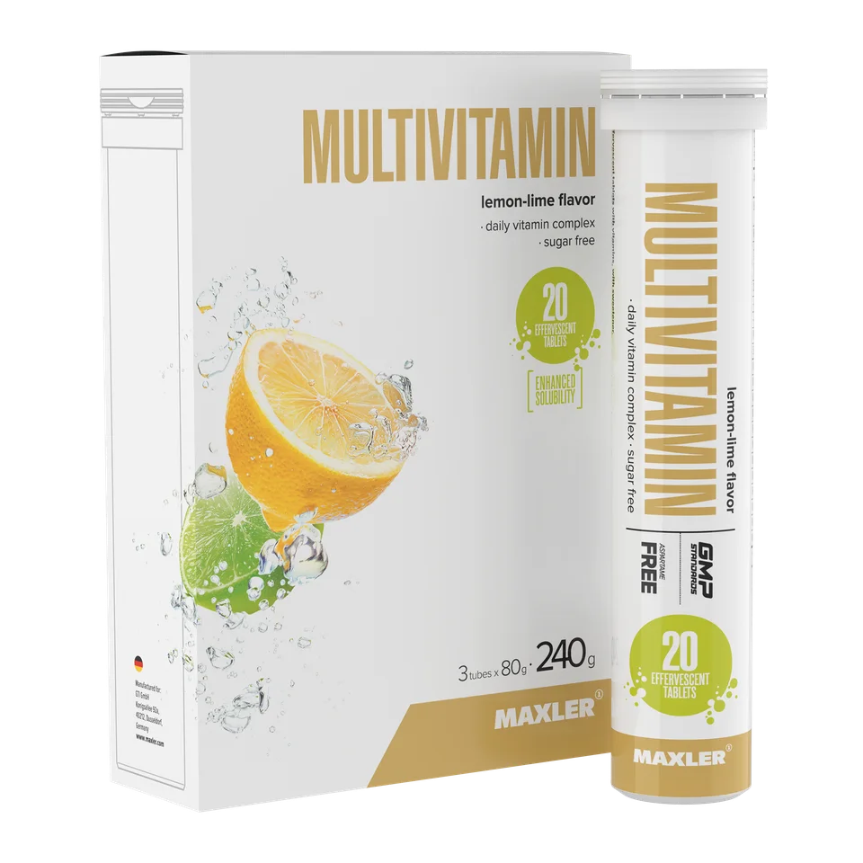 Мультивитамины Maxler Multivitamin комплекс витаминов 3 тубы по 20 шипучих шт - Лимон-Лайм