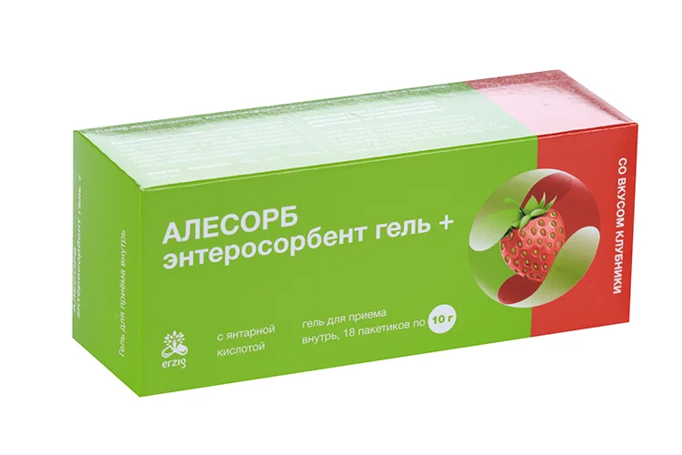 Алесорб 10 гр 18 шт гель для приема внутрь со вкусом клубники