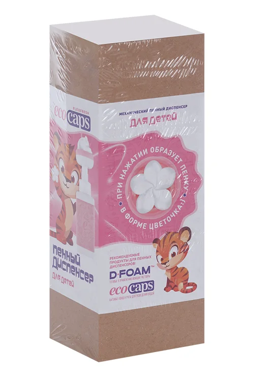 Механический диспенсер Flexfresh EcoCaps пенный в ванную Цветок для детей розовый 450 мл