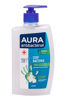 Крем-мыло Aura Antibacterial Active Herb с антибактер эффект хлопковое молочко 500 мл