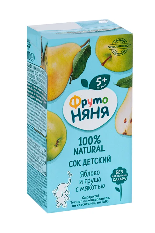 Сок Фрутоняня яблоко / груша с мякотью (с 5 мес) 0,2 л