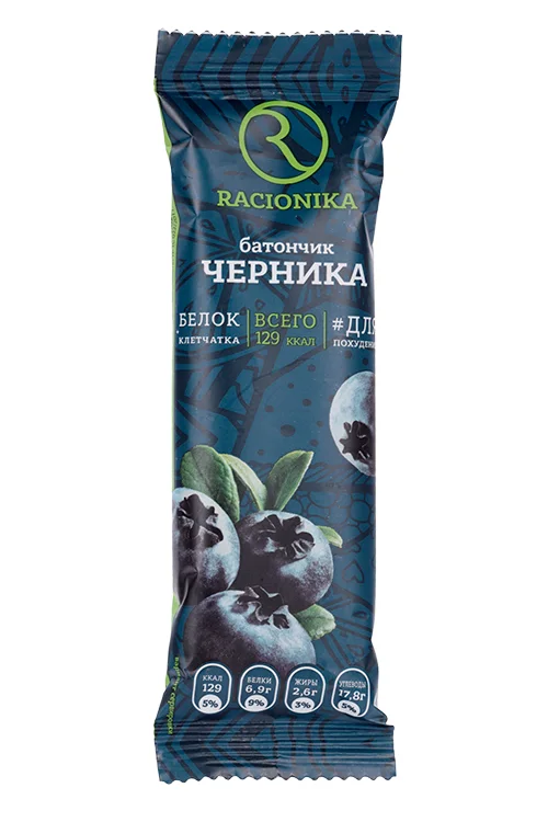 Батончик Рационика Лайт глазир со вкусом черники 45 гр