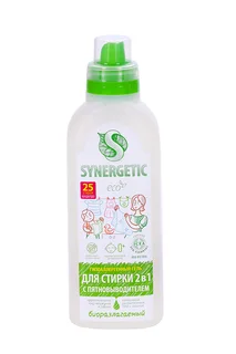 Гель Synergetic для стирки 2 в 1 с пятновыводителем гипоаллергенный 0,75 л