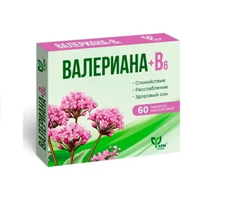 Валериана+B6 Фармгрупп, 200 мг, 60 шт, таблетки