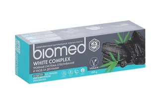 Зубная паста Biomed White Complex черная отбеливающая уголь 100 гр