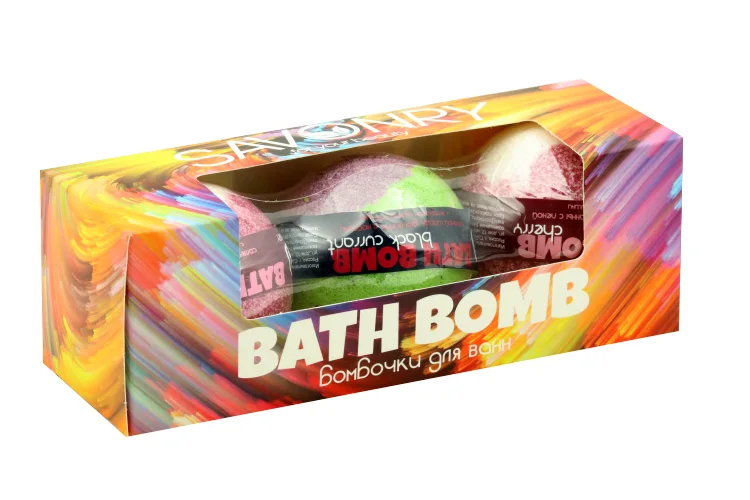 Набор Savonry Bath Bomb бомбочки для ванны вишня / черная смородина / виноград 3 шт