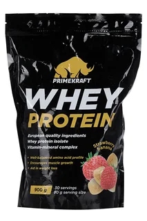 Протеин сывороточ Prime Kraft Whey Protein с витамином и минер клубника / банан 900 гр