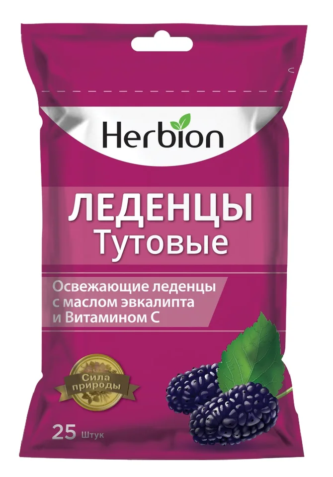 Гербион Леденцы тутовые с маслом эвкалипта и витамоном С 25 шт