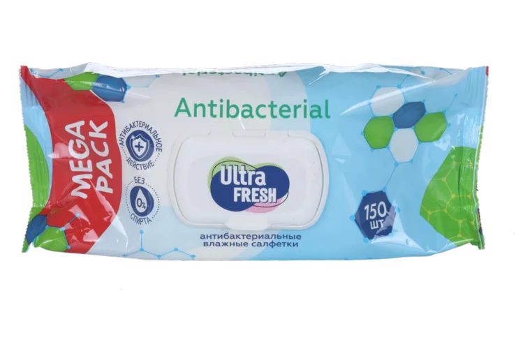 Салфетки Ultra Fresh Antibacterial влаж с клапаном 150 шт