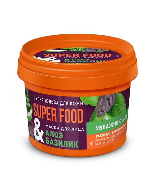 Маска Fitoкосметик Super Food увлажняющая алоэ / базилик для лица, 100 мл