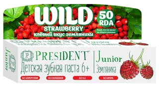 ПрезиДент паста зубная Джуниор от 6лет земляника без фтора 50 мл