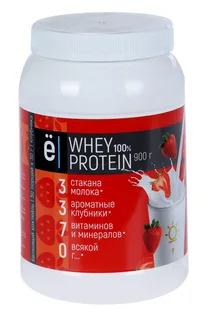 Коктейль Ёбатон белковый whey protein со вкусом клубники 900 гр