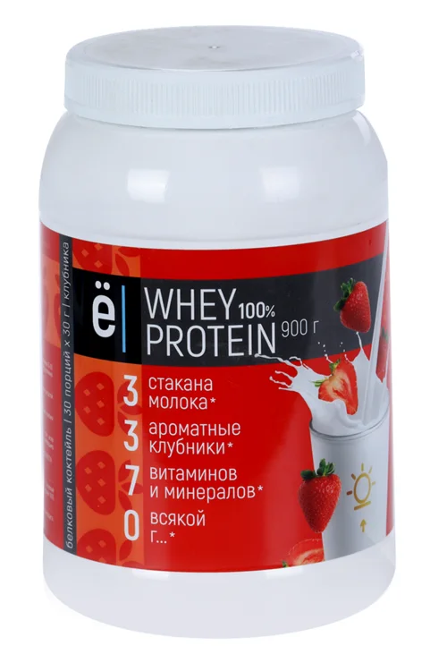 Коктейль Ёбатон белковый whey protein со вкусом клубники 900 гр