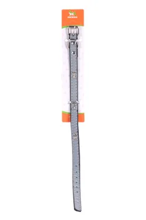 Ошейник со светоотражающей полосой и косточками 37×1,3 см чёный