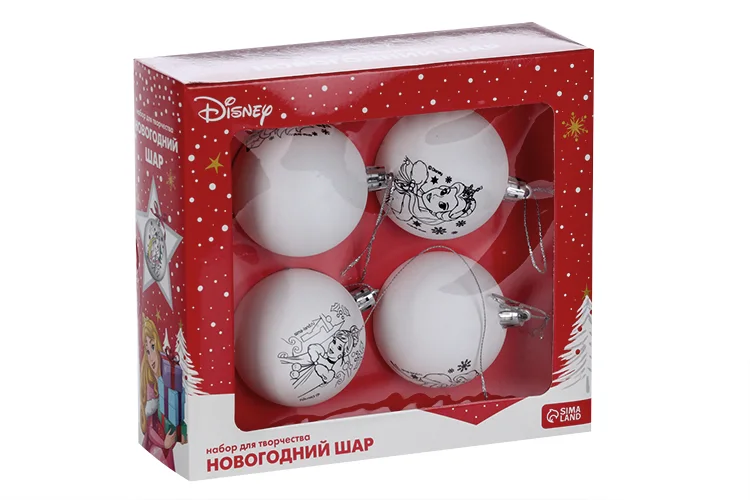 Набор для творчества Disney Новогодние шары Принцессы Disney набор 4 шт шар 5,5 см