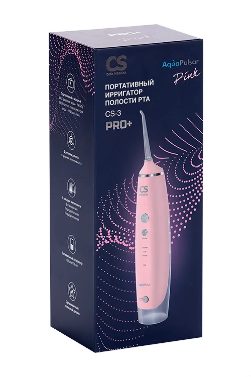 Ирригатор полости рта CS Medica AquaPulsar CS-3 PRO+ портативный черный / белый / розовый
