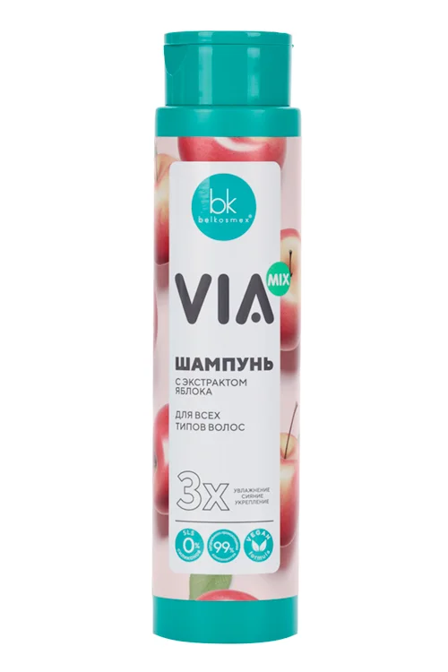 Шампунь Belkosmex VIA mix с экстрактом яблока 390 гр