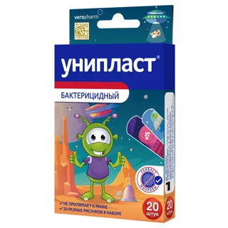 Унипласт лейкопластырь бактерицидный космический 20 шт